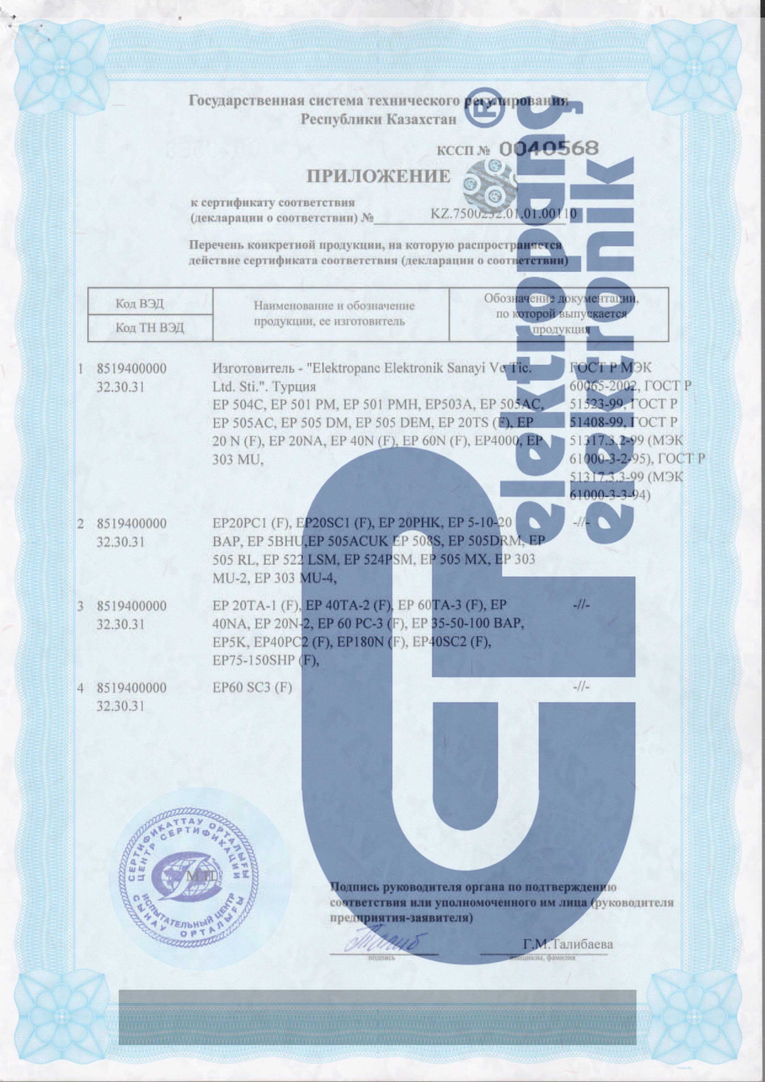 Elektropanç Certificates - Gost K Sertifikası - 4
