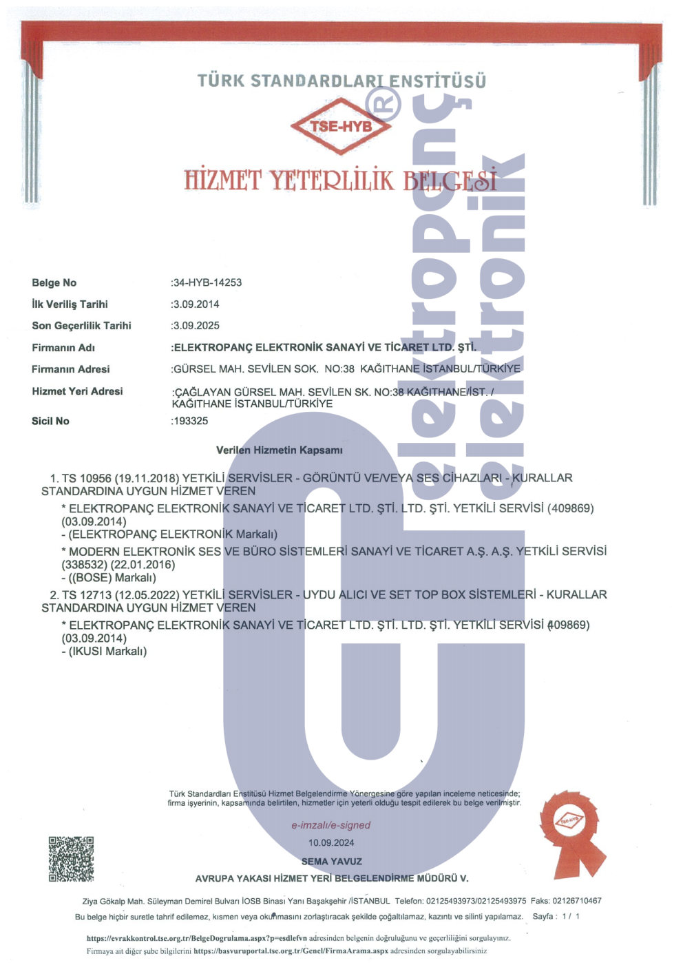 ElektropanÃ§ Certificates - TSE